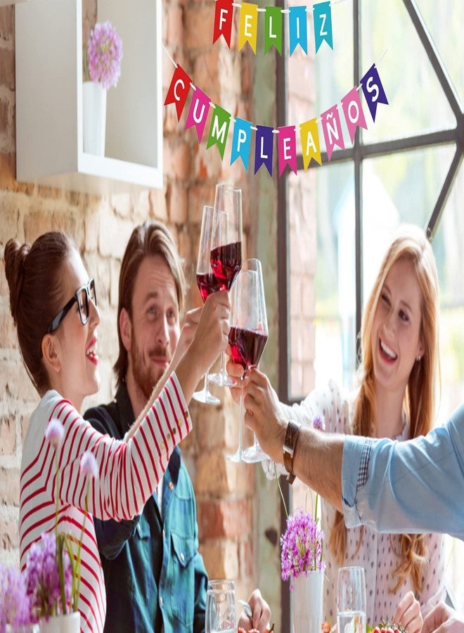 LMGERBUD Feliz Cumpleaños Banner,Colorful Spanish Birthday Bunting Banner for Birthday Party Decorations - Image 4